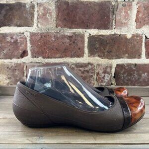 Crocs Cap Toe Tortoise Ballet Flats Brown Slip On Comfort Women's Size 7